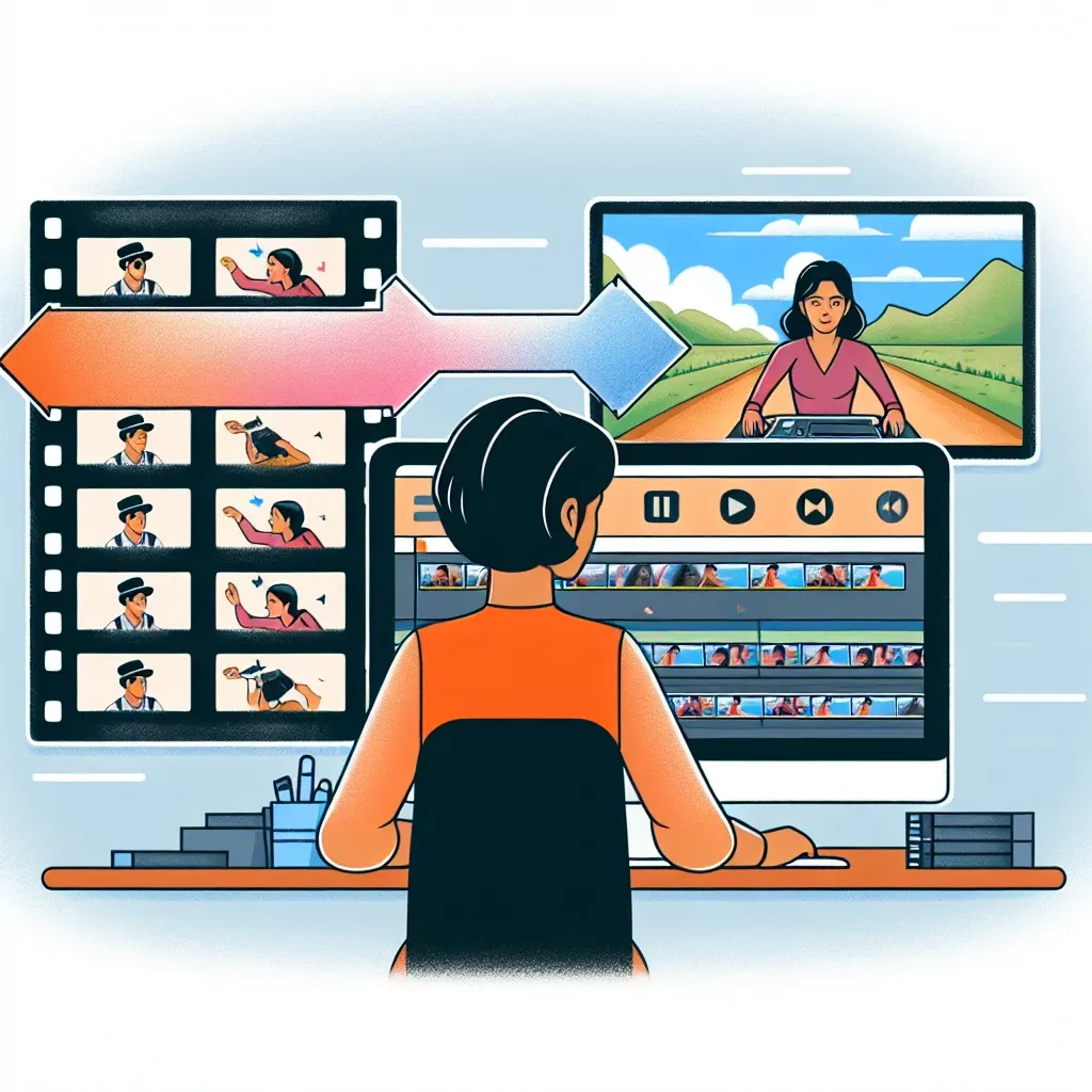 "Video editor demonstrating the cross dissolve effect on editing software, showcasing a smooth transition between two clips for enhanced storytelling in film production."